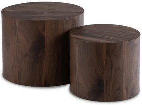 Zestaw okrągłych orzechowych stolików  D6-W84