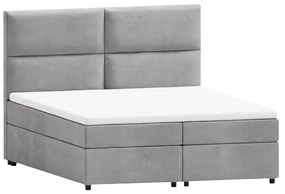 Jasnoszare łóżko boxspring ze schowkiem 140x200 cm Rico – Ropez