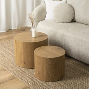 Zestaw Stolików Kawowych LEILA 38 cm/48 cm Dąb Naturalny Skandynawski Loft