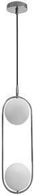 Srebrna industrialna lampa wisząca z dwoma kloszami - M081-Axio