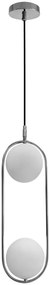 Srebrna industrialna lampa wisząca z dwoma kloszami - M081 M1-D10