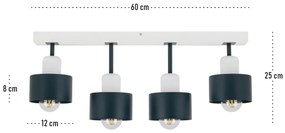 Antracytowo-biała lampa sufitowa, czteropunktowy spot DAN60x7WE z drew
