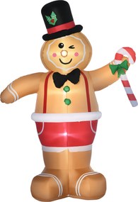 Outsunny Nadmuchiwane weihnachtsfiguren Nadmuchiwany ludzik piernikowy, 2 m, z dmuchawą, Wielokolorowy