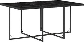 7-częściowy zestaw mebli ogrodowych do jadalni z czarnego rattanu z wygodnymi poduszkami i kompaktowym schowkiem