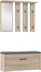 Garderoba Parma | Dąb Sonoma | 100x35x180 cm | Wieszak z lustrem + Szafka