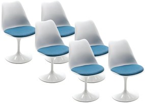 Zestaw 6 krzeseł – polipropylen i metal – kolor niebieski i biały  XAFY