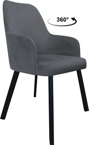 Krzesło WESTA tkanina Welur noga metalowa elegancki styl loftowy : Kolor nogi - Czarna profil, Kolor tkaniny - VELVET - BL14, Typ siedziska - Siedzisko obrotowe 360°