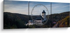Obraz Karlštejn (z zegarem) (90x30 cm)