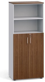 Szafa biurowa PRIMO 2023, drzwi na 3 półki, 800 x 420 x 1781 mm, szary / orzech