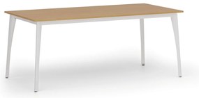 Stół konferencyjny do biura PRIMO OMEGA, 180x90 cm, biała podstawa, buk