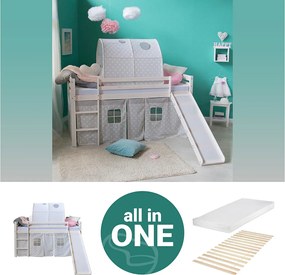 Łóżko piętrowe z zjeżdżalnią 90x200 cm Szare