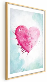 Plakat Akwarelowe serce 21 x 30 cm z ramą złotą z marginesem ARTGEIST B