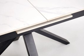 Stół rozkładany PLATAN 140(180)x85 biały marmur/czarny HALMAR
