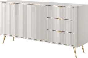 Komoda: 3 szuflady, 2 drzwi, kaszmir, złote nóżki, 163,2 x 81,2 x 38 cm