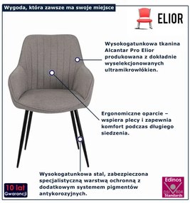 Szare nowoczesne krzesło na czarnych nogach E8-T36