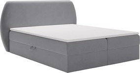 Emporius Cartagena łóżko kontynentalne z materacem 140x200 - łóżko dwusobowe małżeńskie, topper, materac H3 - pikowane, glamour, tkanina aksamitna szary (Komodo 21)