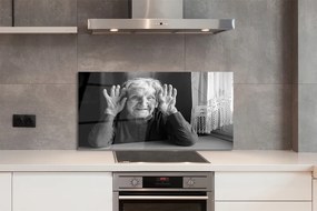Szkło do Kuchni na Ścianę Portret Starszej Kobiety