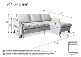 Pudroworóżowy narożnik rozkładany Miuform Charming Charlie, prawostronny