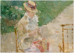 Obraz - Berthe Morisot, Young Woman Knitting, reprodukcje (70x50 cm)