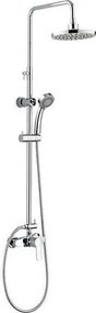 Kolumna prysznicowa Rousseau Shenti chromowana z mechaniczną baterią, regulowaną głowicą Ø207 mm, słuchawką 3 strumienie, wężem antywapiennym 1,5 m
