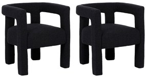 Zestaw 2 krzeseł z podłokietnikami z bukli i metalu - Czarny - SOFANA marki Pascal Morabito