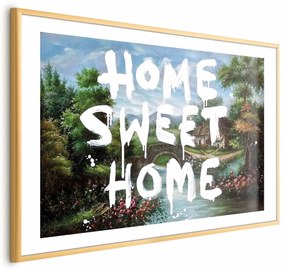 Plakat Wymarzony dom 42x29,7 cm z ramą złotą z marginesem ARTGEIST B