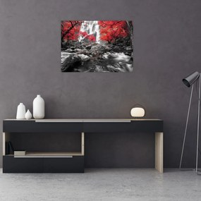 Obraz na szkle - Wodospady w jesiennym krajobrazie (70x50 cm)