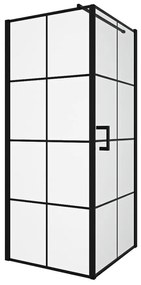 Parawan prysznicowy stały z drzwiami obrotowymi w kolorze czarnym matowym - 80 x 80 x 190 cm - CAPARICA
