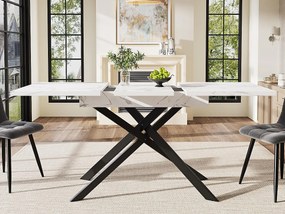 Stół rozsuwany 120-160x80x76.5cm - Dla 6-8 osób - Z MDF - Biały i Czarny