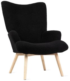 Fotel tapicerowany MOSS w tkaninie TEDDY BOUCLÉ czarny HOMLA