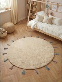 Kremowy bawełniany dywan dziecięcy odpowiedni do prania/tkany ręcznie ø160 cm Snuggle Sunna – Hanse Home