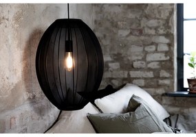 Czarna lampa wisząca z tekstylnym kloszem ø 40 cm Florence – Markslöjd