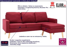 3-osobowa sofa z podnóżkiem czerwone wino - Muria 4Q