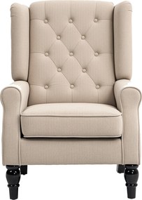 HOMCOM Elegancki fotel uszak, grubo wyściełany, z zdejmowanym pokrowcem, 74 x 87 x 102 cm, beżowy | Aosom PL