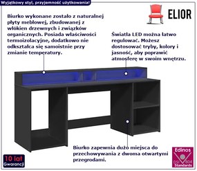 Podświetlane biurko 200 cm czarne - Modus