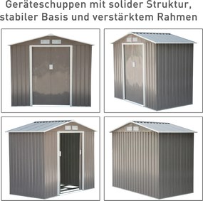 Outsunny szopa na narzędzia z fundamentem metalowy domek ogrodowy żółty 213x130x185 cm praktyczne przechowywanie narzędzi | Aosom PL