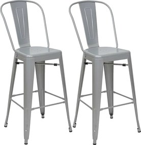 Metalowy stołek barowy MCW-A73 (zestaw 2 sztuk),  szary