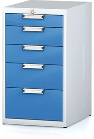 Kontenerek warsztatowy na narzędzia MECHANIC, 5 szuflad, 480 x 600 x 840 mm, niebieskie drzwi