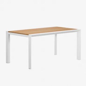 Stół Ogrodowy Archer Classic Z Drewna Eukaliptusowego I Aluminium Gardenia Biel & 160x90 Cm - Sklum