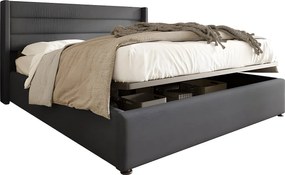 Łóżko 180x200cm z lnu z stelażem na listwach - Szare