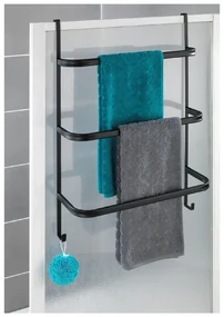 Czarny wieszak na ręczniki Wenko Towel Holder Black, 21x54 cm