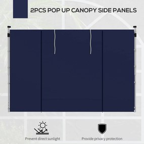 Outsunny Zasłony Pawilonu, 2 Sztuki, Do Pawilonów Ogrodowych 3x6m lub 3x3m, Z Oknami i Drzwiami, Niebieski