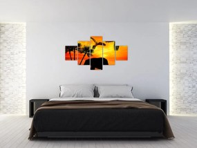 Obraz - papugi i słonie (125x70 cm)