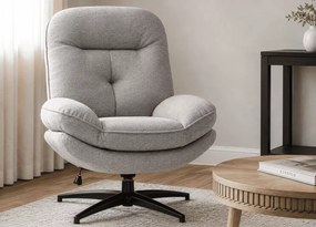 Fotel Tula obrotowy 360° bujany tapicerowany do salonu nowoczesny