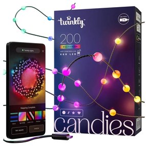 Twinkly TWKP200RGB-G - LED RGB Ściemnialny łańcuch bożonarodzeniowy 200xLED 14 m USB Wi-Fi