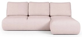 Jasnoróżowy narożnik z materiału bouclé (prawostronny/z szezlongiem) Mirel – Rodier
