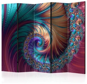 Parawan dwustronny Abstrakcje 225x172 cm 5-częściowy fioletowy ARTGEIST B