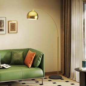 HOMCOM Lampa łukowa, regulowana lampa stojąca, wyłącznik nożny, podstawa w stylu marmuru, 170-180 cm, srebrna/czarna | Aosom PL