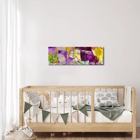 Obraz abstrakcji - malarstwo (z zegarem) (90x30 cm)