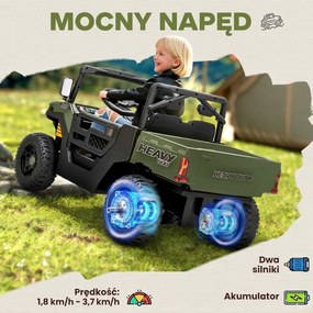 AIYAPLAY Pojazd elektryczny, 2 silniki, bagażnik, design UTV, funkcja muzyczna, zielony